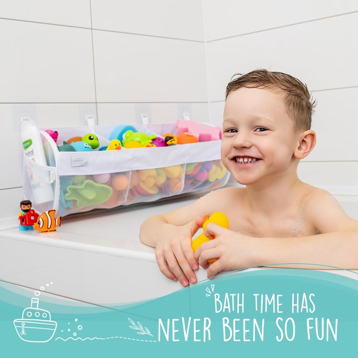 2 x Mesh Bath Toy Organizer 8 Ultra Strong Hooks – The Perfect Bathtub Toy Holder &amp; Bathroom or Shower Caddy – These Multi - use Net Bags Make Baby Bath Toy Storage Easy – For Kids &amp; Toddlers - Homesidy.com
