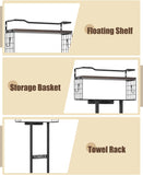 Aetyord Towel Racks for Bathroom 31inch Wall Mounted Towel Rack,Floating Shelf with Wood Plank,Towel Storage for Bathroom can Holds 6 Large Rolled Towels,All Black - Homesidy.com