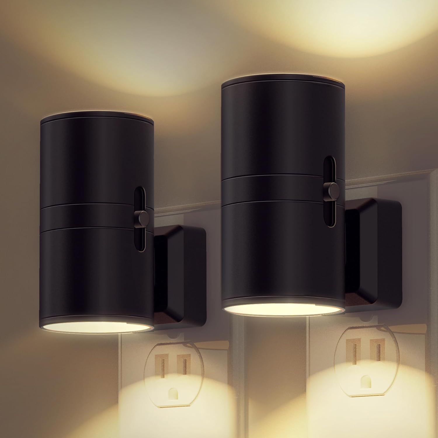 L LOHAS LED Night Light Plug in, Modern Night Lights Plug into Wall, Dusk to Dawn Sensor, Soft White 3000K, 0 - 100LM Adjustable Brightness, Dimmable Night Lights for Hallway Bedroom Stairway, 2 Pack - Homesidy.com