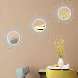 3 Pack Metal Mirrors for Wall Sunburst Wall Mirrors Home Décor Decorative Hanging Wall Art for Living Room Bedroom Entryway (Gold, Flower Sunburst) - Homesidy.com