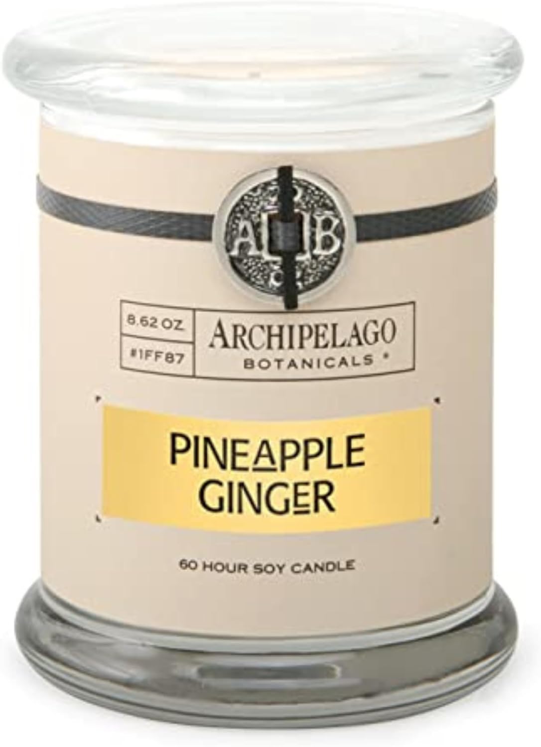 Archipelago Botanicals Scented Candle Hand - Poured Premium Wax, Burns Approx. 60 Hours, Pineapple Ginger, Soy Candle in Glass Jar, 4.5 Inch, 8.6 oz - Homesidy.com