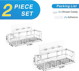 EUDELE 5 - Pack Rustproof Stainless Steel Shower Caddy Set– No Drill Adhesive Bathroom Organizer, Space - Saving Shower Shelves for Apartment Essentials, Bathroom/Kitchen Storage Home Decor - L Size - Homesidy.com