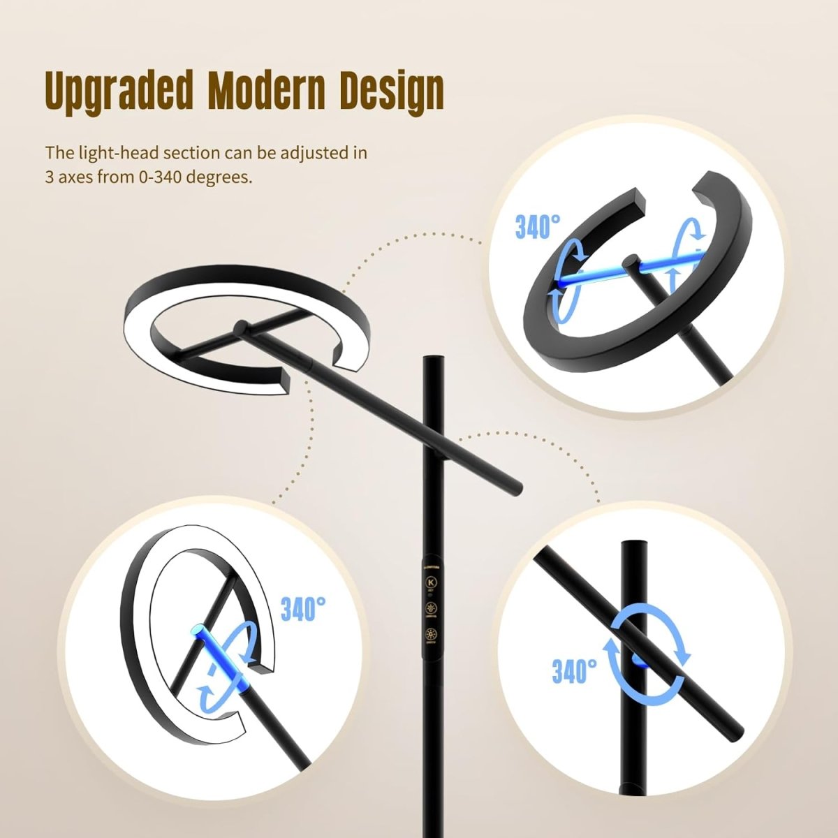 GLOWRIUM Smart Light Therapy Lamp, 10000 Lux UV - Free Sun Lamp, 2700 - 6500K Floor Lamp Therapy Light, Stepless Dimmable Energy Sunlight with App &amp; Remote, Timer, Cozy Light Settings for Winding Down - Homesidy.com