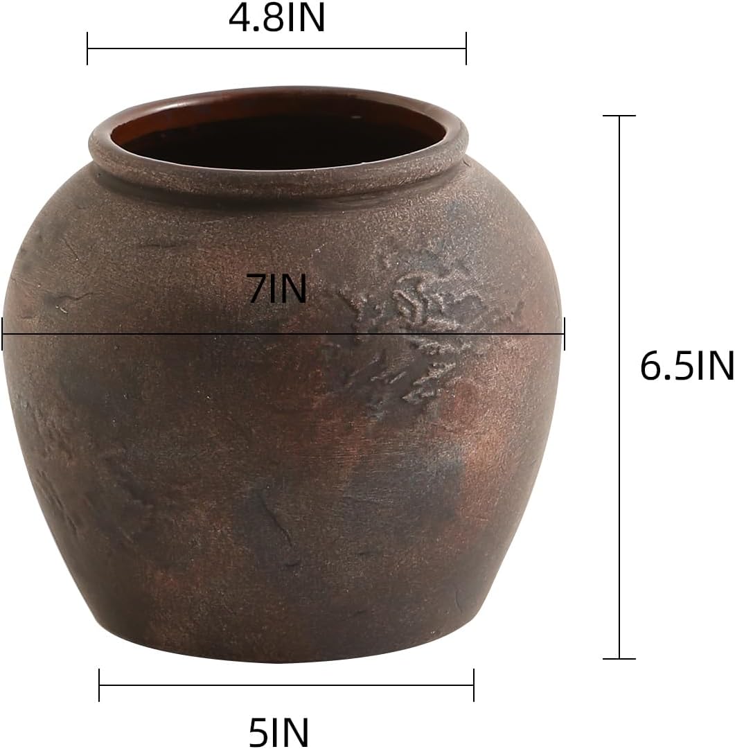 Rustic Vases for Home Decor. Ceramic Vase for Dining Table Decor. Terracotta Decorative Vase 6.1IN. ZSHLXM - Homesidy.com