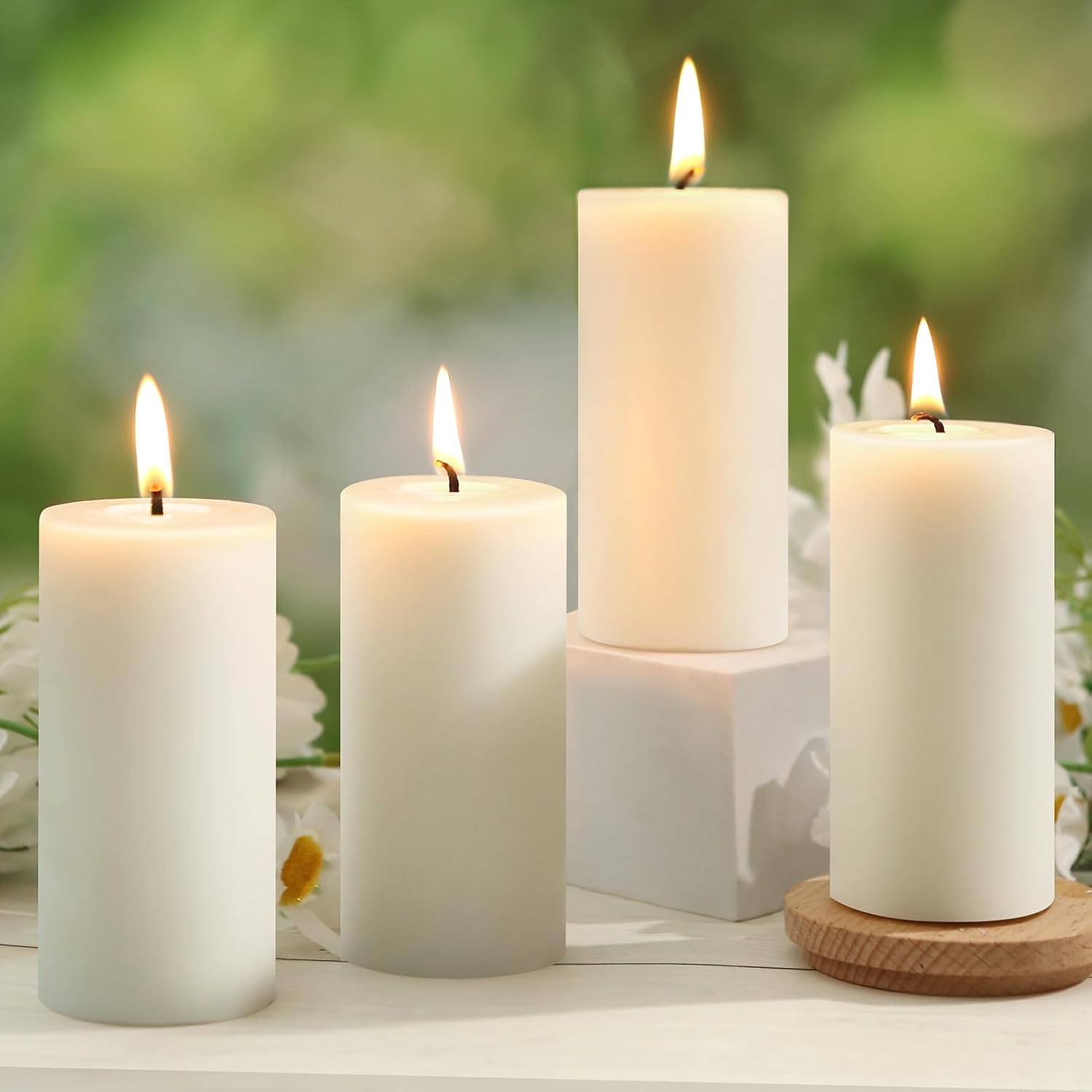 Natural Beeswax Pillar Candles,100% Pure Beeswax Candles - 258 Hours Long Burning,Off - White Unscented Bees Wax Candles for Home,Prayer,Dripless Smokeless Organic Pillar Candles Bulk - 2x4in - 6 Pack - Homesidy.com