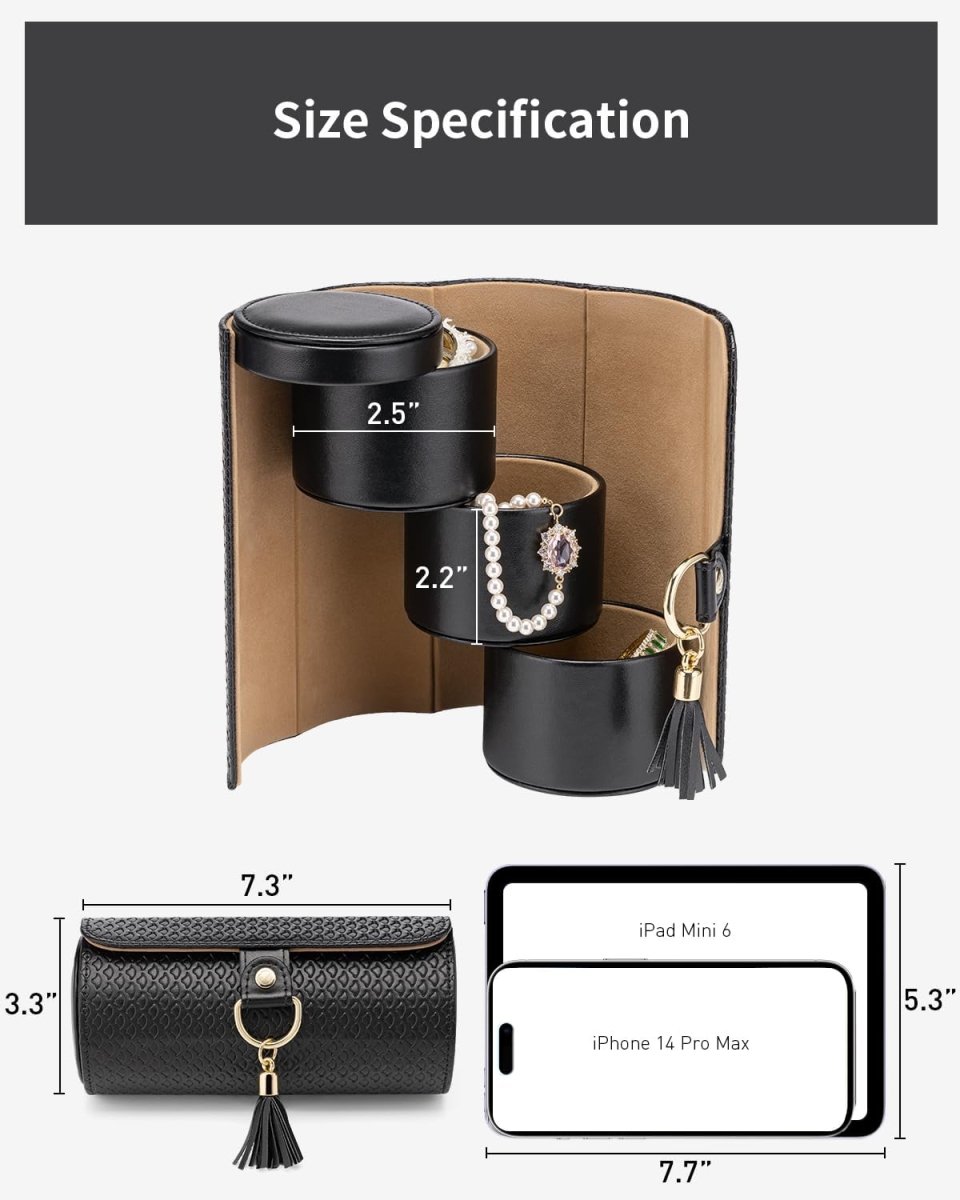 Vlando Travel Jewelry Case for Women, Travel Essential, Travel Must Haves Jewelry Travel Organizer for Girls, Christmas Gifts for Travelers Couples Mom Friends - Black - Homesidy.com