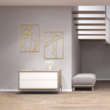 Glamativity 4 Pack Gold Wall Art Decor, Minimalist Single Line Real Metal Wall Art, Womans Body Shape Abstract Wall Art (Gold Classic Style, 17 x 11.8) - Homesidy.com