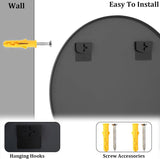 HARRITPURE Round Mirror 30 Black Wall Mounted Circle Mirrors Vanity Mirror with Brushed Aluminum Alloy Frame Modern Decoration for Bathroom, Living Room, Vanity, Bedroom, Entryway - Homesidy.com