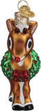 Old World Christmas Rudolph and Clarice Glass Blown Ornament for Christmas Tree, Handcrafted Holiday Decoration, Rudolph Collection - Homesidy.com