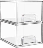 Vtopmart 4 Pack Small Clear Stackable Storage Drawers,Acrylic Bathroom Makeup Organizer,Plastic Storage Bins For Vanity, Undersink, Kitchen Cabinets, Pantry, Home Organization - Homesidy.com
