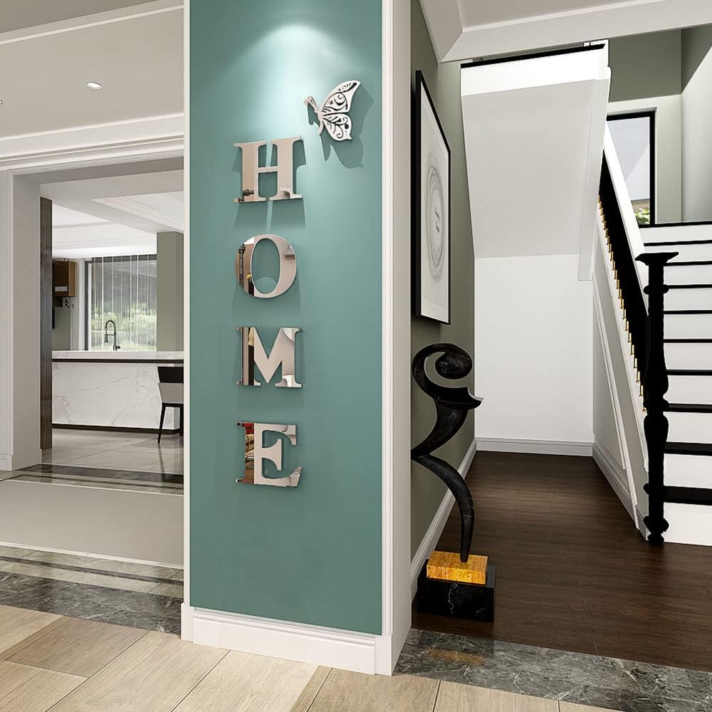 Doeean Home Wall Decor Letter Signs Acrylic Mirror Wall Stickers Decorations for Living Room Bedroom Home Decor Wall Decals (Silver, 47.2 X 15.3IN) - Homesidy.com