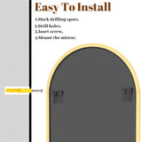 VooBang Arched Wall Mirror, 30 x 38 inch Arch Bathroom Mirror, Wall Mounted Vanity Mirror with Arch Metal Frame, Modern Bathroom Vanity Mirror for Bedroom, Living Room, Hanging or Leaning, Black - Homesidy.com