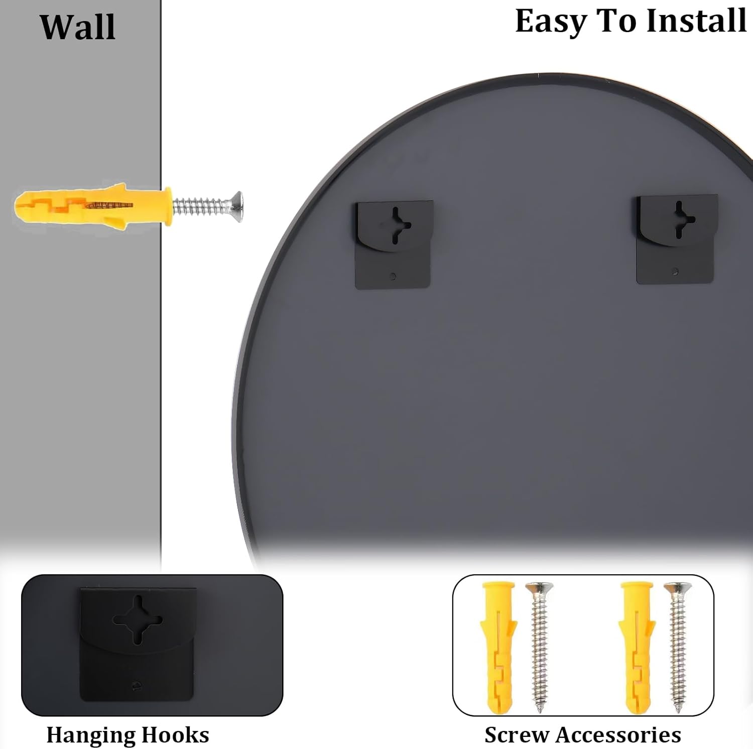 HARRITPURE Round Mirror 30 Black Wall Mounted Circle Mirrors Vanity Mirror with Brushed Aluminum Alloy Frame Modern Decoration for Bathroom, Living Room, Vanity, Bedroom, Entryway - Homesidy.com