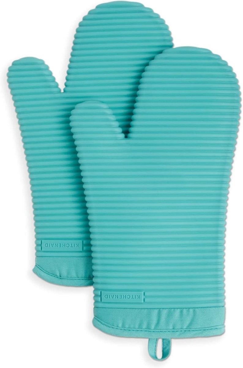 KITCHENAID Ribbed Soft Silicone Oven Mitt 2 - Pack Set, 7.5&34;x13&34;, Milkshake - Homesidy.com