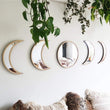 Scandinavian Decor 5 - Piece Acrylic Wall Decor - Wooden Moon Phase Mirror, Bohemian Design for Living Room, Bedroom - Beige - Homesidy.com