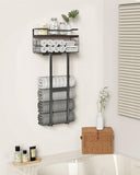 Aetyord Towel Racks for Bathroom 31inch Wall Mounted Towel Rack,Floating Shelf with Wood Plank,Towel Storage for Bathroom can Holds 6 Large Rolled Towels,All Black - Homesidy.com