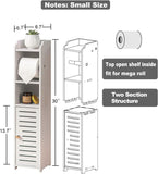 AOJEZOR Toilet Paper Holder Stand: No Drill PVC Small Bathroom Cabinet for Apartment Dwellers - Rental Deposit Protection - Small Space Storage Saving - Homesidy.com