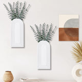 Dnnnii 2 Pack Wooden Wall Vase Set - Brown Finish Modern Farmhouse &amp; Boho Wall Decor for Entryway, Hallway, Bathroom, Living Room, Dining Room, Narrow Spaces - Homesidy.com