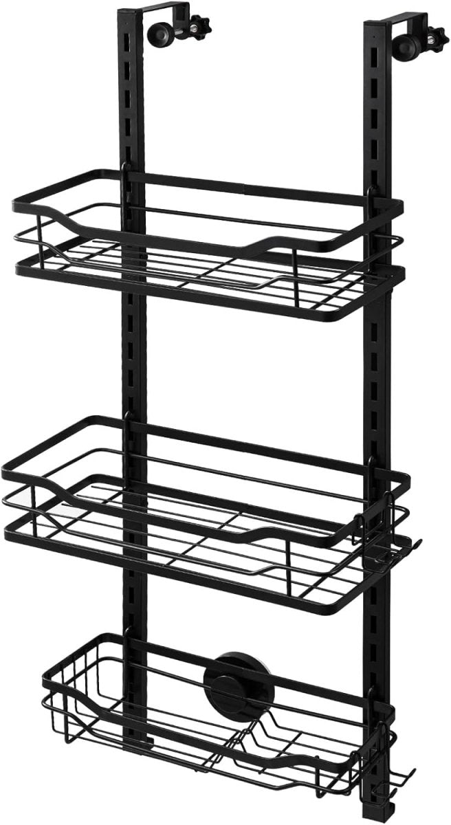 TAILI Shower Caddy Suction Cup 2 Pack with Hooks &amp; Soap holder, Heavy Duty Shower Organizer for Bathroom, No Drilling Bathroom Organizer with Large Capacity, Black Metal Storage Basket - Homesidy.com