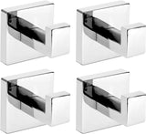 IBosins 4 Pack Towel Hooks Hand Towel Holder for Bathroom Wall Livingroom Bedroom Kitchen Closet Heavy Duty Stainless Steel Hook Hanger for Robe, Bath Towel, Coat (Square Matte Black) - Homesidy.com