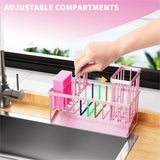 Cisily Kitchen Sink Caddy Organzier with High Brush Holder, Sponge Holder for Sink, 304 Rustproof Stainless, Kitchen Countertop Soap Dispenser Organizer, Kitchen Decor and Accessories - Homesidy.com