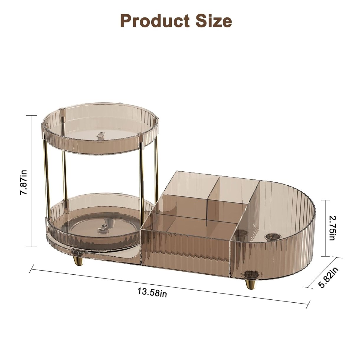 Makeup Organizer Countertop for Vanity, Rotating Perfume Tray with 5 - compartment Cosmetic and Skincare Organizers, Multi - Purpose Desk Storage Makeup Brush Holder for Bathroom Bedroom Counter - Homesidy.com