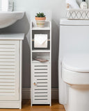 AOJEZOR Toilet Paper Holder Stand: No Drill PVC Small Bathroom Cabinet for Apartment Dwellers - Rental Deposit Protection - Small Space Storage Saving - Homesidy.com