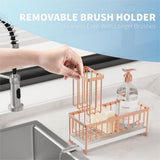 Cisily Black Sponge Holder for Kitchen Sink, Sink Caddy Organizer with High Brush Holder, Kitchen Countertop Organizers and Storage Essentials, Rustproof 304 Stainless Steel, Soap Dispenser Organize - Homesidy.com