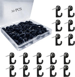 50 PCS Push Pin Hooks, Plastic Heads Cork Board Hooks Decorative Thumb Tacks Hook for Photo Wall, Bulletin Board, Home Wall, Home Office School Supplies (Black and Clear) - Homesidy.com