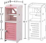 AOJEZOR Toilet Paper Holder Stand: No Drill PVC Small Bathroom Cabinet for Apartment Dwellers - Rental Deposit Protection - Small Space Storage Saving - Homesidy.com