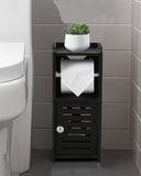 AOJEZOR Toilet Paper Holder Stand: No Drill PVC Small Bathroom Cabinet for Apartment Dwellers - Rental Deposit Protection - Small Space Storage Saving - Homesidy.com