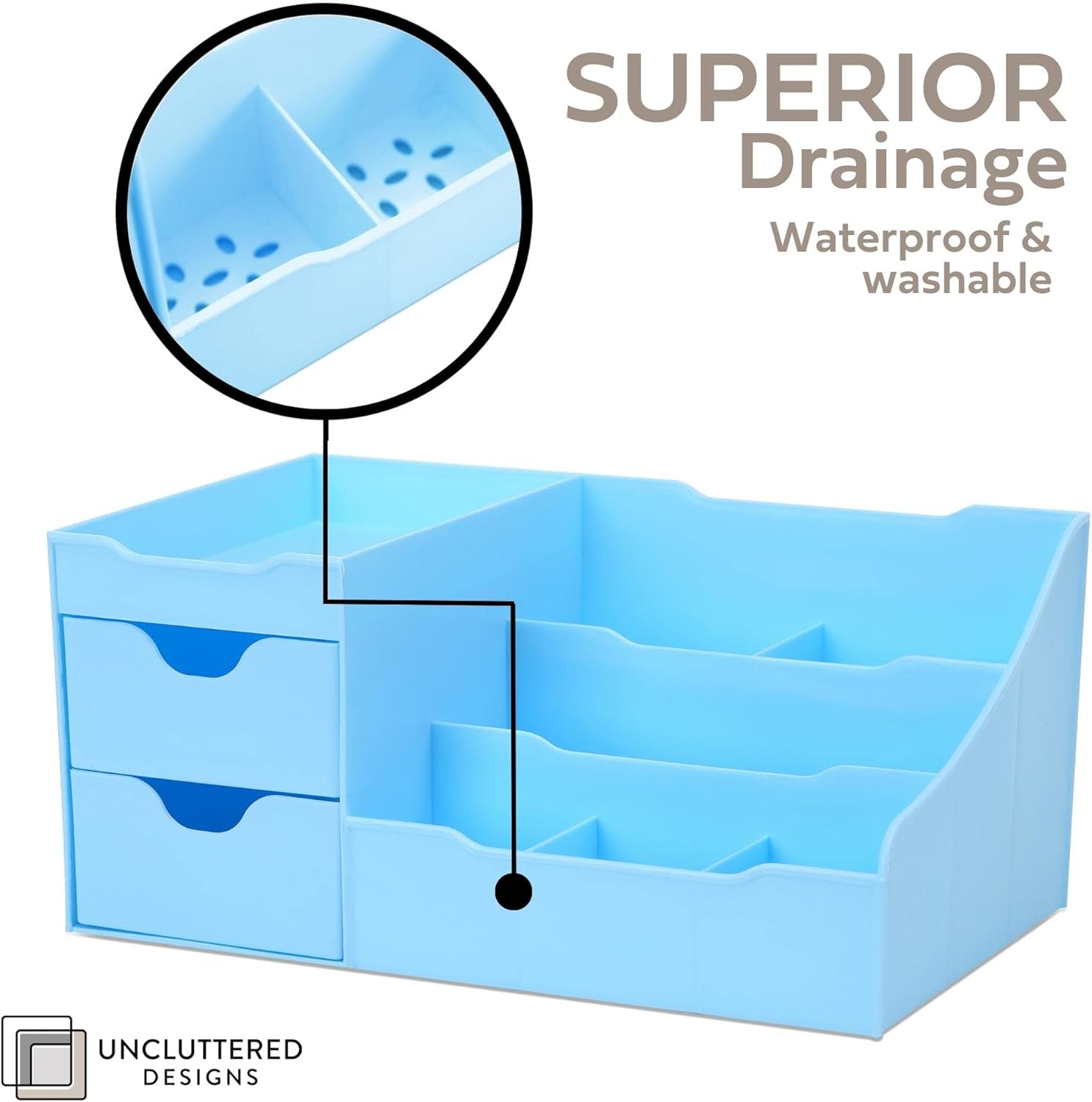 Uncluttered Designs Large Black Vanity Organizer - Countertop Mens Organizer With Drawers for Cologne, Deodorant, Beard, Shaving Lotion, Perfume &amp; Skincare - Perfect for Bathroom &amp; Bedroom Storage - Homesidy.com