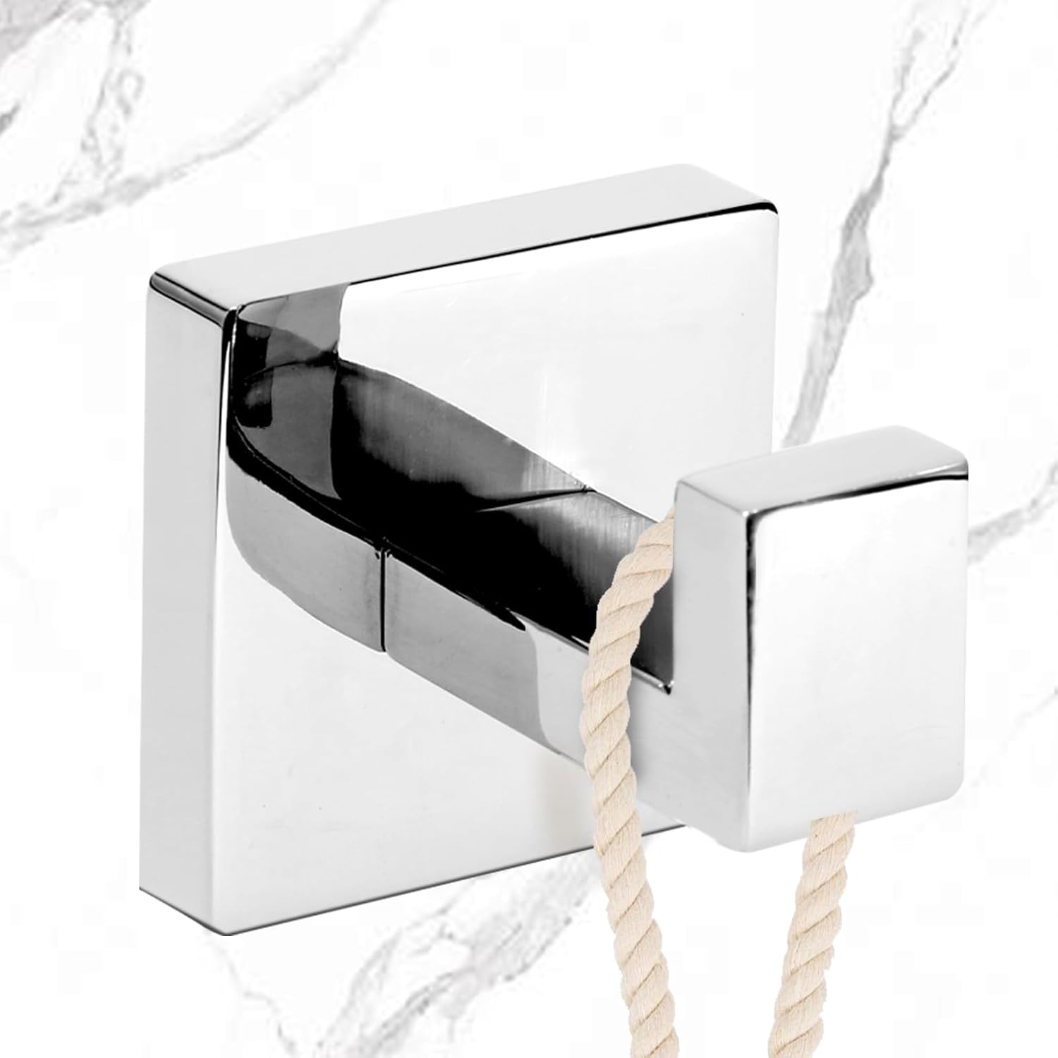 IBosins 4 Pack Towel Hooks Hand Towel Holder for Bathroom Wall Livingroom Bedroom Kitchen Closet Heavy Duty Stainless Steel Hook Hanger for Robe, Bath Towel, Coat (Square Matte Black) - Homesidy.com
