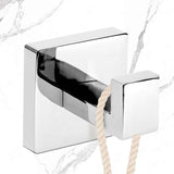 IBosins 4 Pack Towel Hooks Hand Towel Holder for Bathroom Wall Livingroom Bedroom Kitchen Closet Heavy Duty Stainless Steel Hook Hanger for Robe, Bath Towel, Coat (Square Matte Black) - Homesidy.com