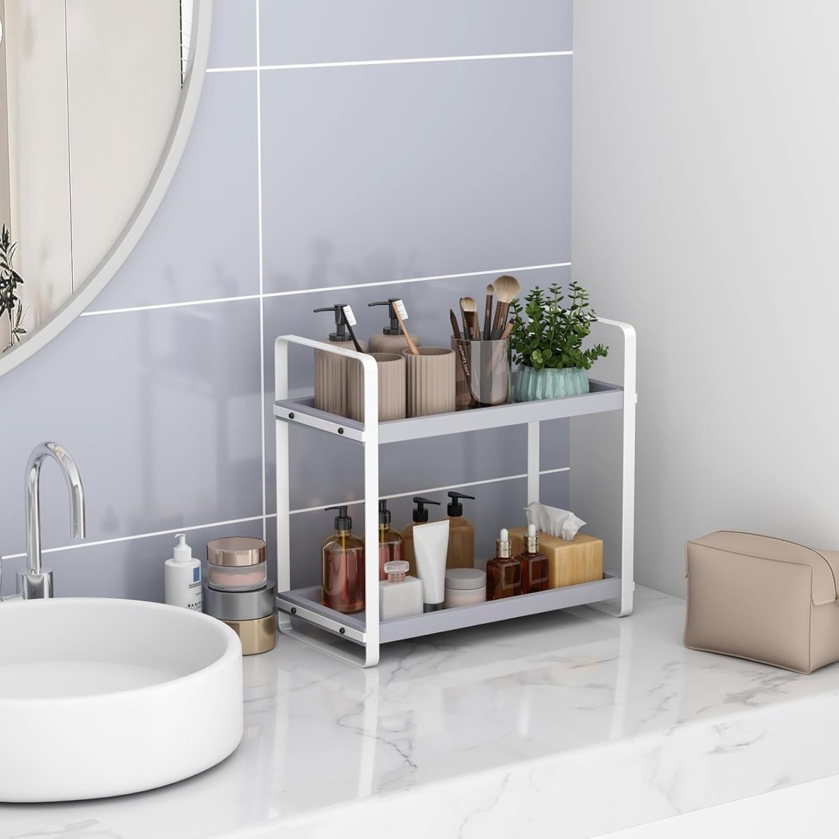 HNRLOY Bathroom Counter Organizer,Bathroom Countertop Organizer,Counter Shelf,Countertop Storage,Organization and Storage,Makeup Shelf,Sink Caddy(Brown 3 Tier) - Homesidy.com