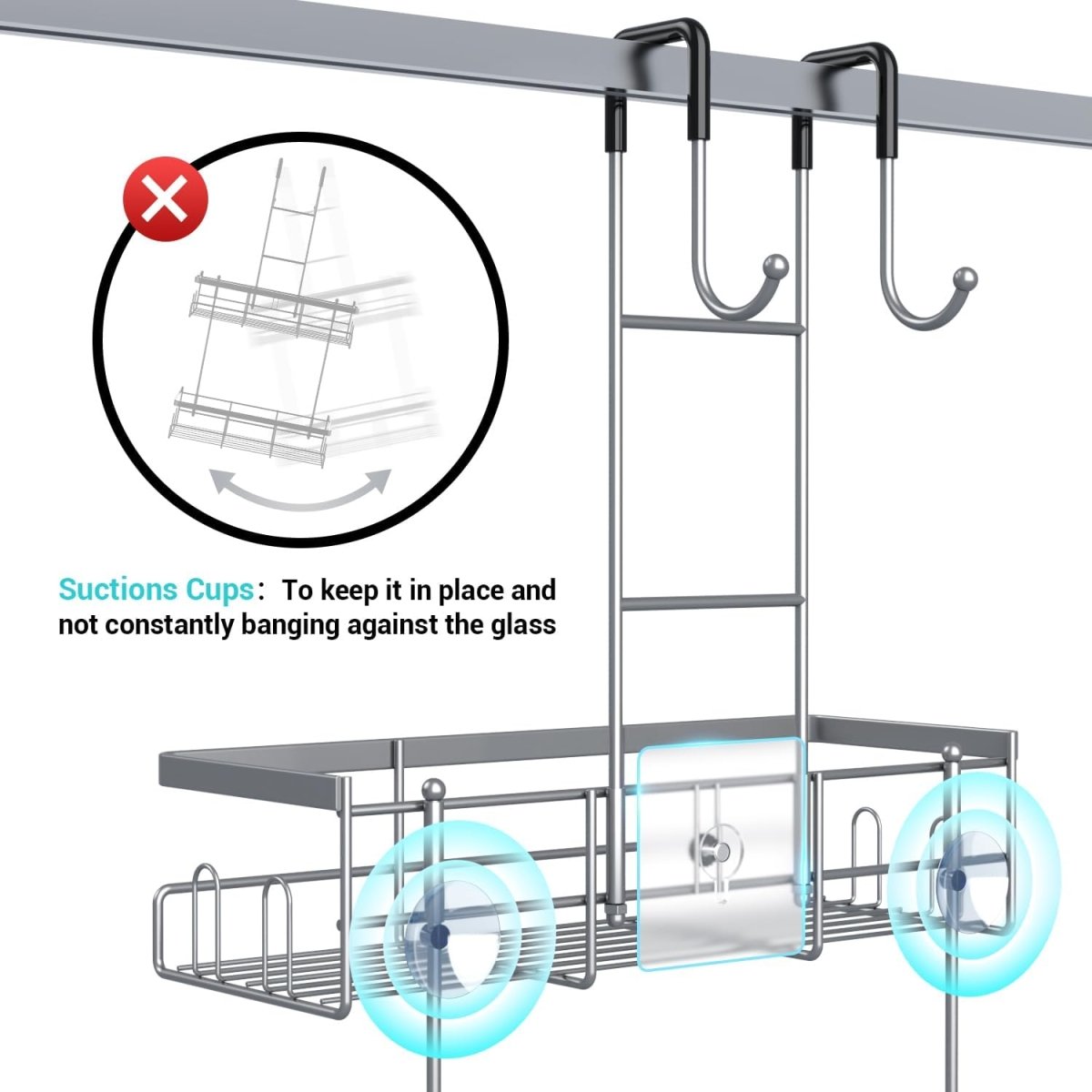 Aitatty Over the Door Shower Caddy Hanging: Black Rustproof Shower Organizer over the Door - No Drilling Bathroom Rack for Inside - Homesidy.com
