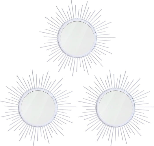 3 Pack Metal Mirrors for Wall Sunburst Wall Mirrors Home Décor Decorative Hanging Wall Art for Living Room Bedroom Entryway (Gold, Flower Sunburst) - Homesidy.com