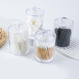 XIPENGKEJI 2 Pack Qtip Holder,Canister Apothecary Jar Set, Bathroom Jars with Lids Set for Cotton Swabs, Balls, Pads, Floss Picks,10oz - 12oz Plastic Canisters Restroom Bedroom Vanity Organizer(Black) - Homesidy.com