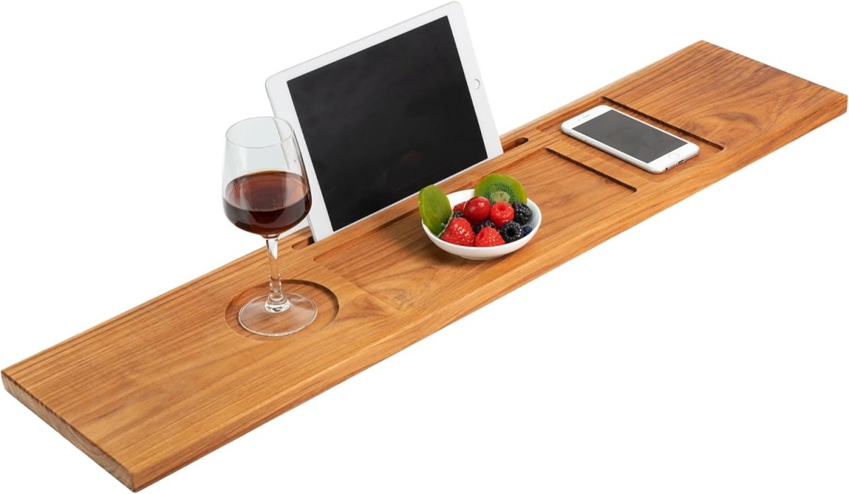 VaeFae Teak Bathtub Tray, Wooden Bath Caddy for Bathtub, Bath Tub Wood Table for Tub - Homesidy.com
