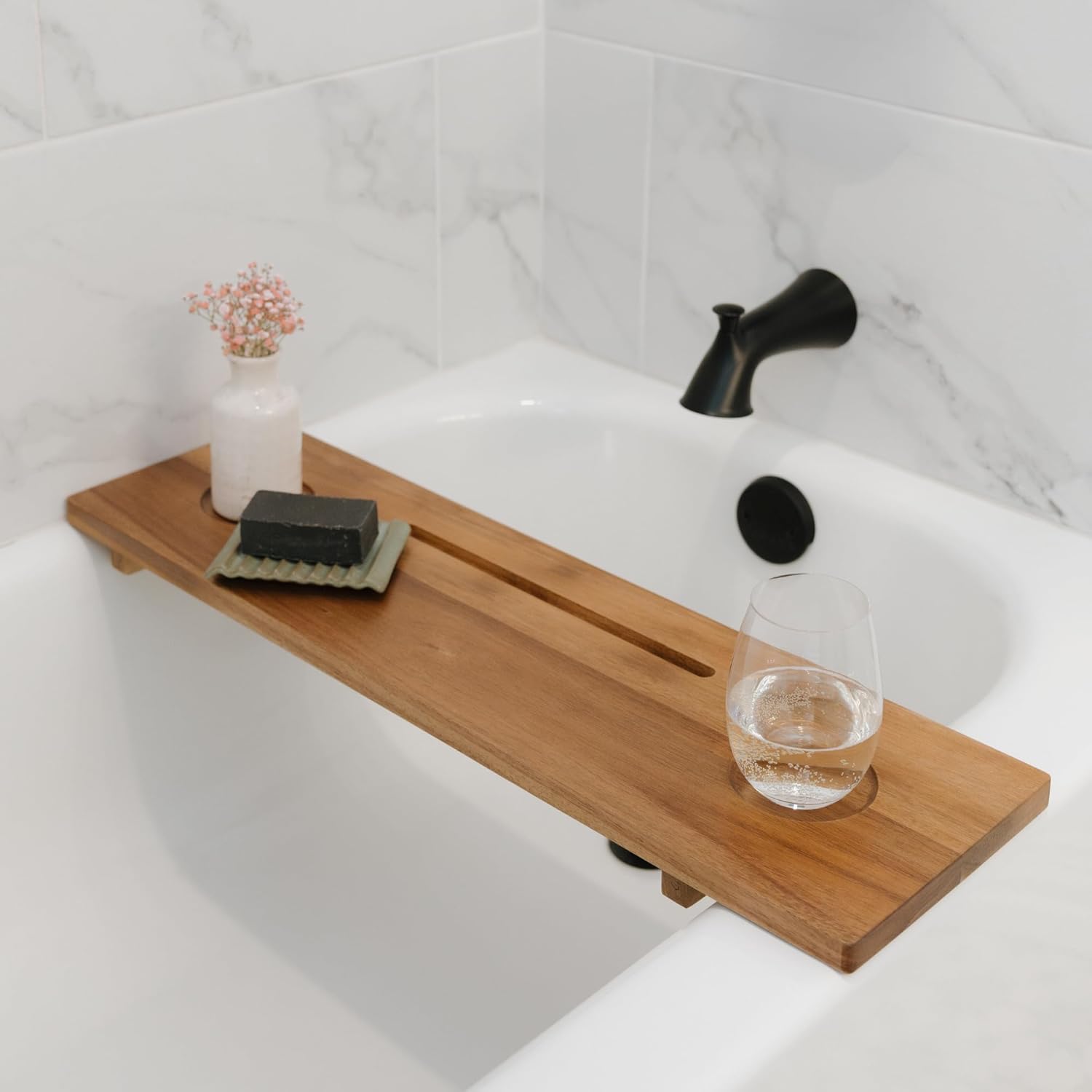 Premium Nature Shed Bathtub Tray for Freestanding Bath | Large &amp; Thick 35” Acacia Wood Luxury Bath Tray for Tub | Anti - Tip, Non - Toxic, Adjustable Bathtub Trays for Tub with Bathroom Accessories Holder - Homesidy.com