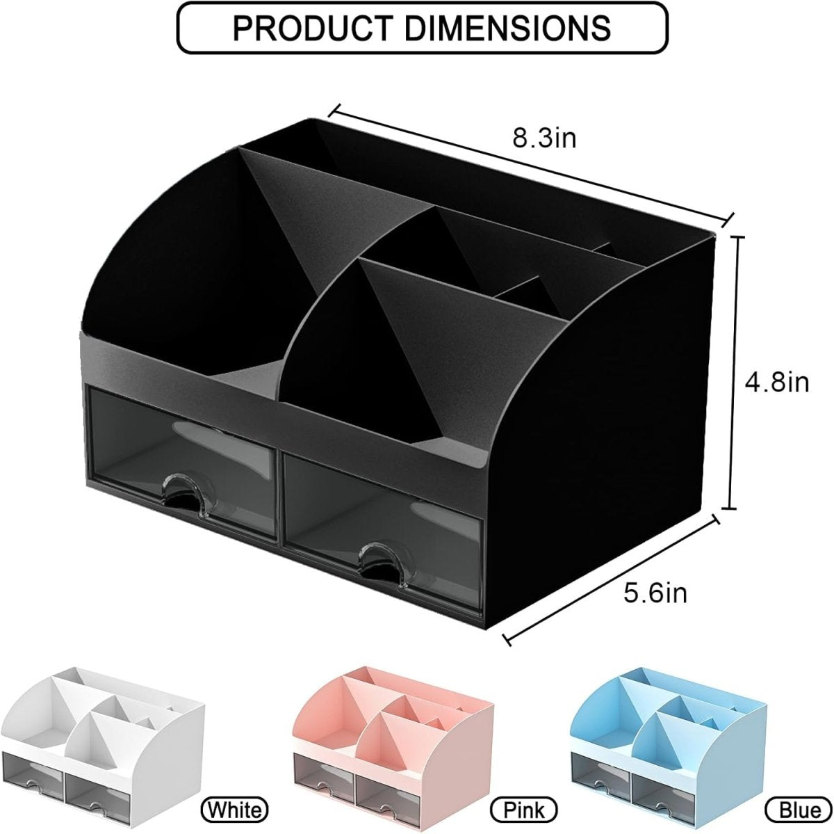 Makeup Organizer with Drawers, Cosmetic Storage for Dresser Vanity and Bathroom Countertop, Beauty Holder for Lipstick Brush, Skincare Organizer for Vanity, Cosmetic Display Case (White) - Homesidy.com