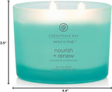 Chesapeake Bay Candle Mind &amp; Body 3 - Wick Coffee Table Jar Candle, Nourish Renew (Coconut &amp; Sandalwood) - Homesidy.com