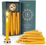20 Minute Pure Beeswax Candles, Drip - Free Meditation Candles, Mini Taper Candles, Set of 50 Without Brass Candle Holders - Homesidy.com