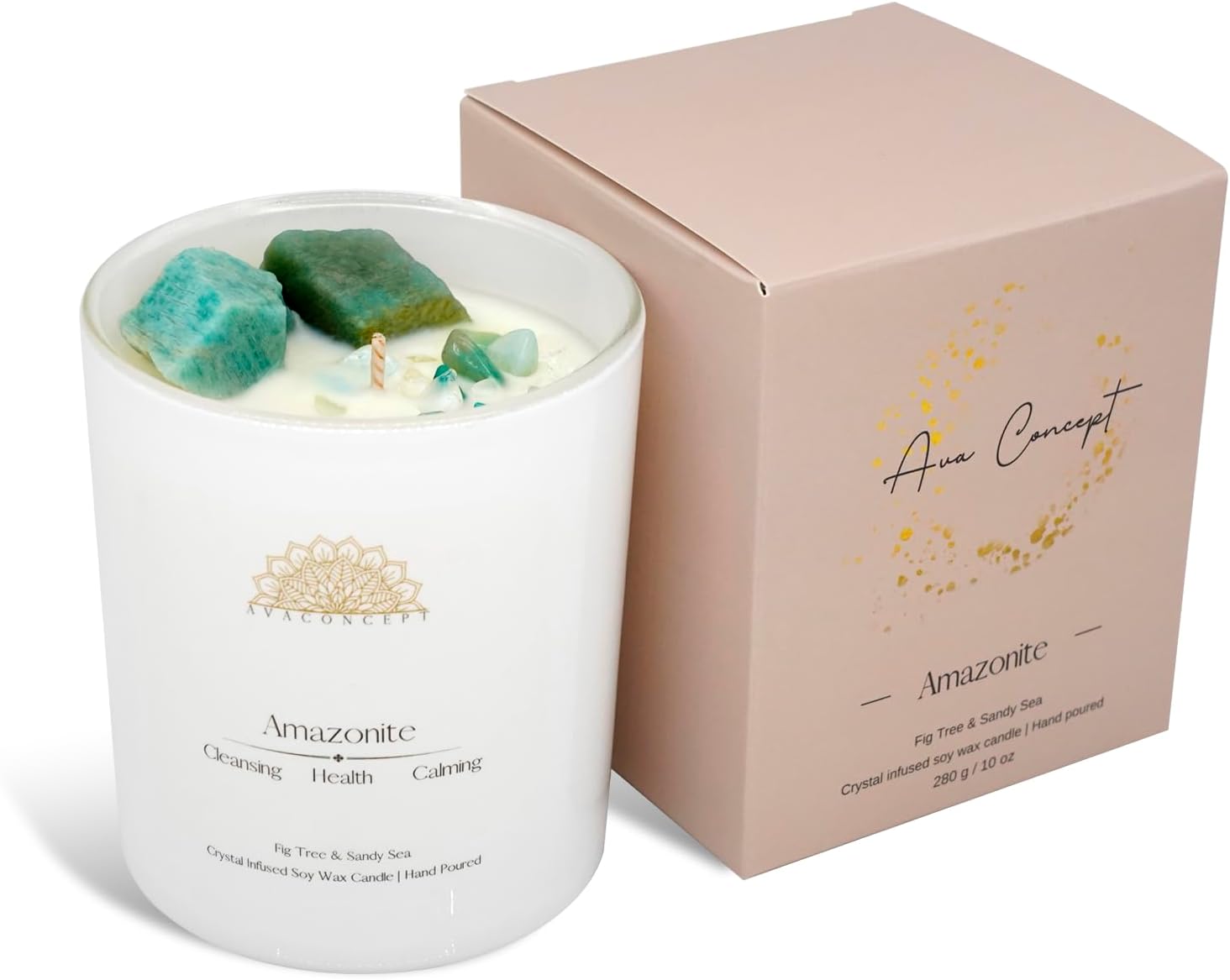 ava concept - Soy Candles with Crystals - Aromatherapy Scented Candle for Women - Lavender Vanilla Gift Set - Small Wax Melts - 3 Pack 3.5oz - Homesidy.com
