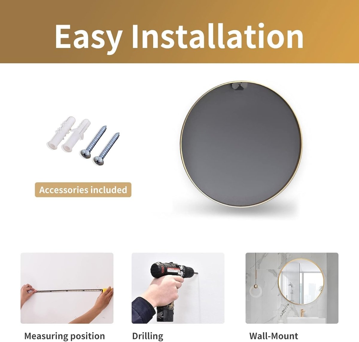 HARRITPURE Round Mirror 30 Black Wall Mounted Circle Mirrors Vanity Mirror with Brushed Aluminum Alloy Frame Modern Decoration for Bathroom, Living Room, Vanity, Bedroom, Entryway - Homesidy.com