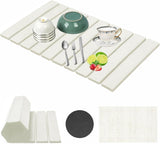Stone Drying Mat for Kitchen Counter, Collapsible Dish Drying Mat, Fast Drying Diatomaceous Earth Dish Drying Mats, Water Absorbent Diatomite Kitchen Mat (white, medium) - Homesidy.com