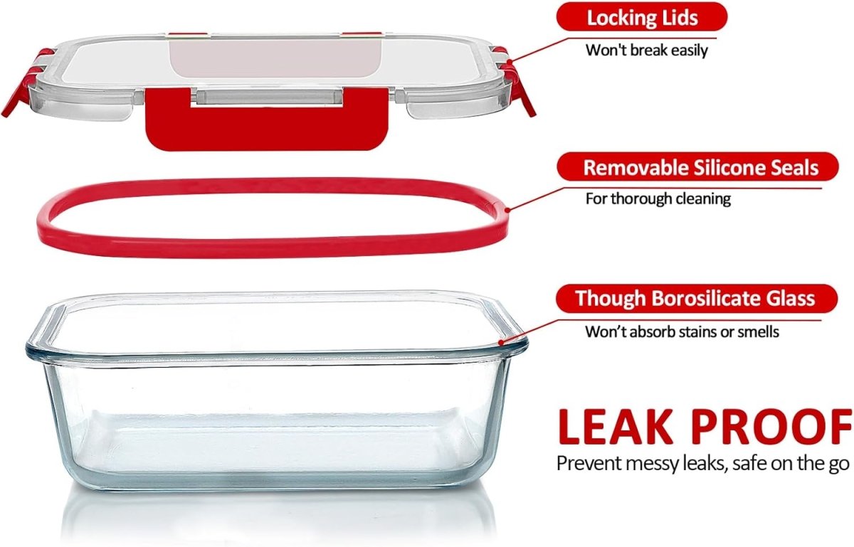 M MCIRCO 24 - Piece Glass Food Storage Containers with Upgraded Snap Locking Lids,Glass Meal Prep Containers Set - Airtight Lunch Containers, Microwave, Oven, Freezer and Dishwasher - Homesidy.com