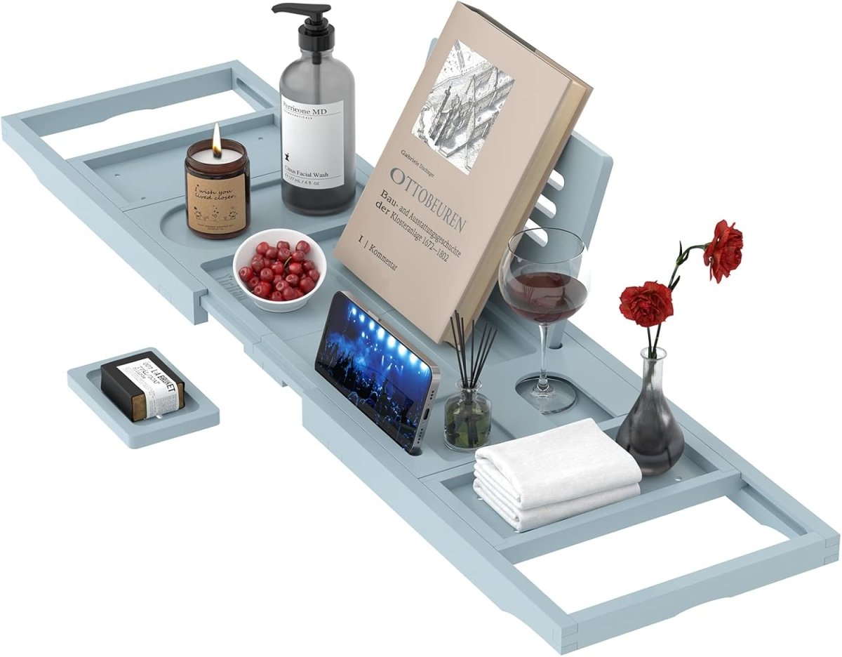 Premium Bathtub Tray Caddy, Expandable Bath Tray, Unique House Warming Gifts, New Home, Anniversary and Wedding Gifts for Couple, Bridal Shower Gift for Women - Homesidy.com