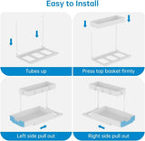 2 Pack Under Sink Organizer 2 Tier Sliding Cabinet Organizers Multi - Purpose Sink Storage Basket L - Shape Narrow Space Storage Shelves with 4 Hook for Kitchen Bathroom Drawer, Black - Homesidy.com