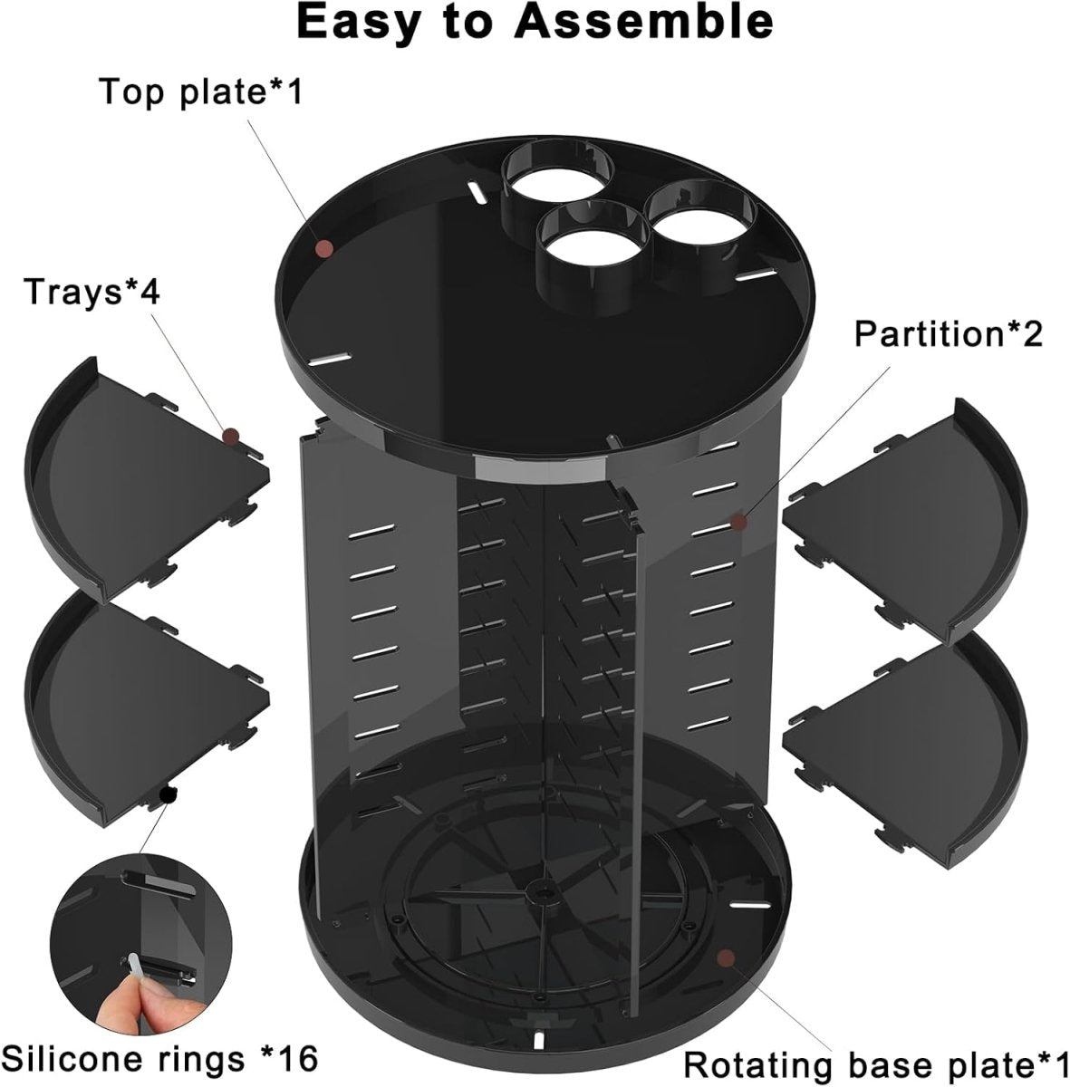 Rotating Makeup Organizer, DIY 8 Adjustable Layers Spinning Skincare Organizer, Cosmetic Display Case with Brush Holder Perfume Tray, Multi - Function Storage Carousel for Vanity Bathroom Countertop - Homesidy.com